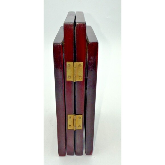 Vintage Mini Table Top Chinese Four Panel Screen 2 Sided Hand Painted 6.6”x14.5” - Picture 13 of 16